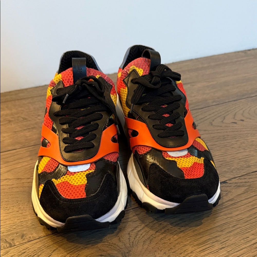 Valentino Garavani Bounce Mesh, Leather and Suede Camouflage Sneakers - Picture 2 of 3